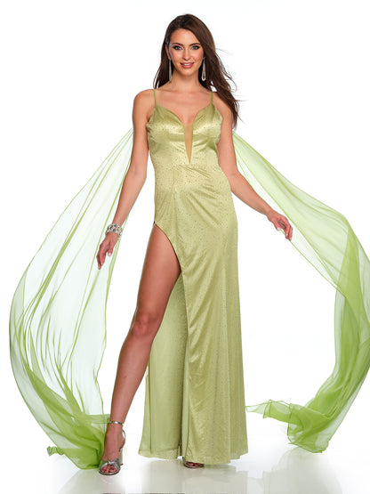 FITTED JERSEY GOWN WITH SCATTERED RHINESTONE ACCENTS