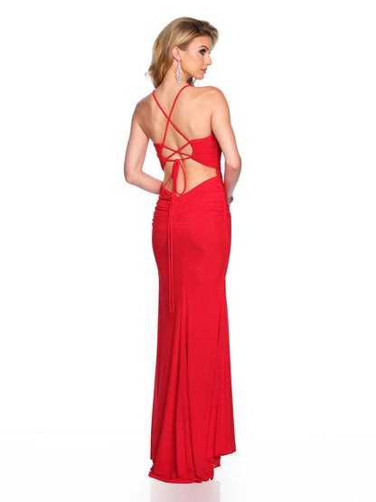 RUCHED MESH GOWN