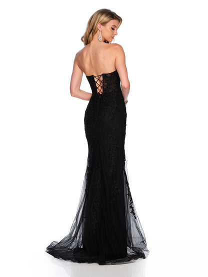 EMBROIDERED STRAPLESS GOWN