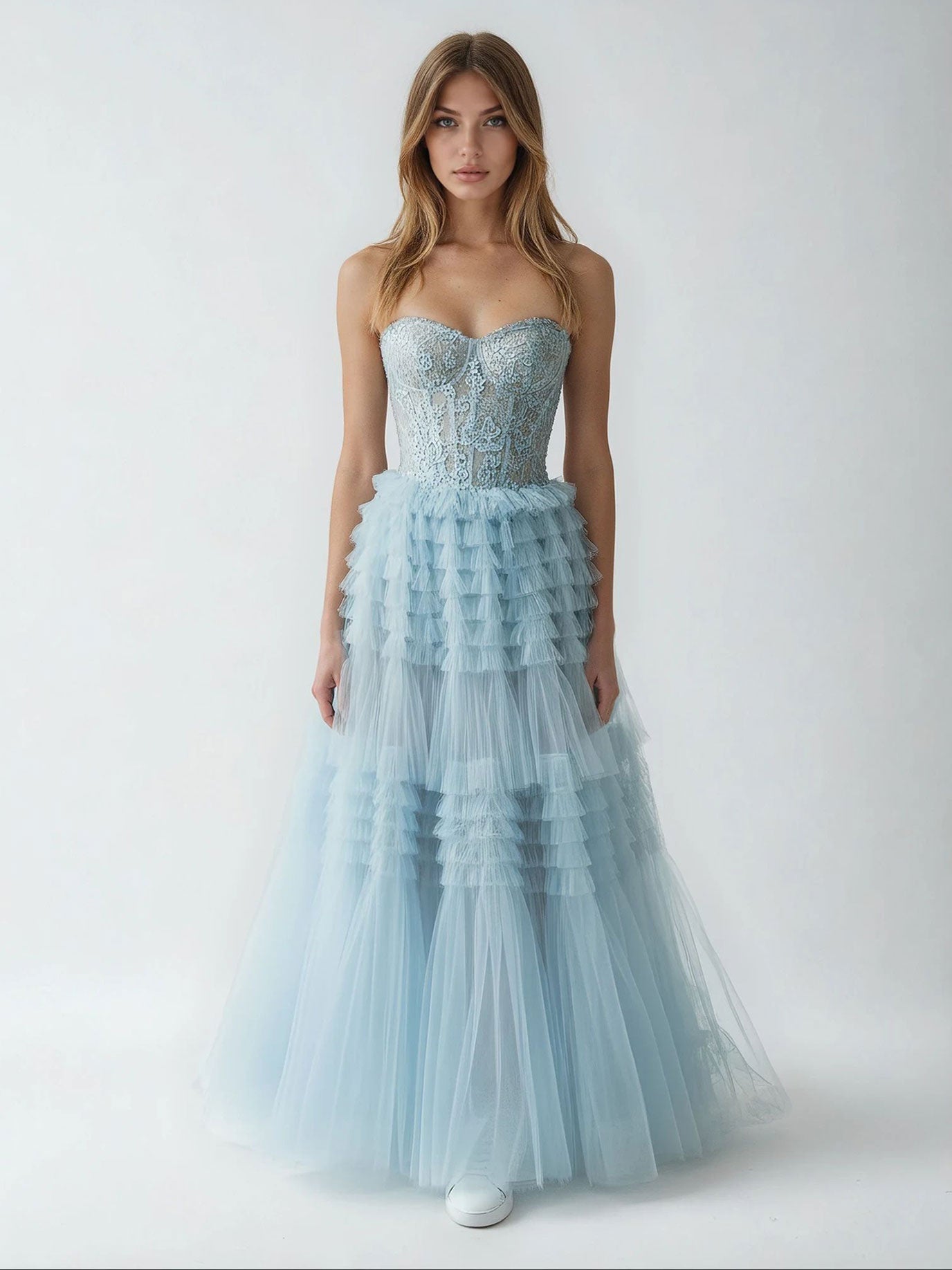 TIERED CHIFFON BALLGOWN