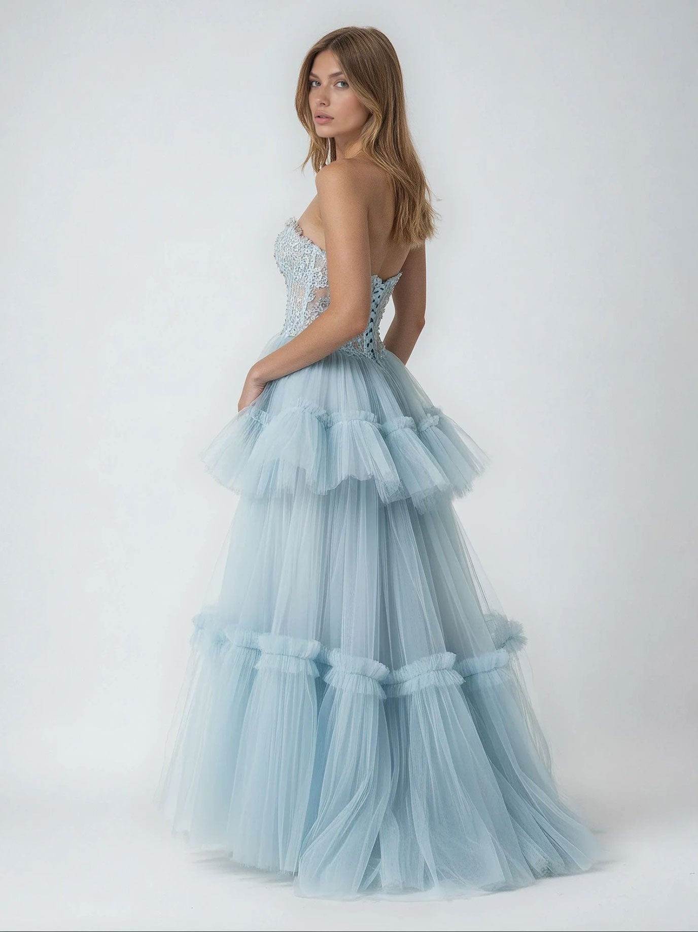 TIERED CHIFFON BALLGOWN
