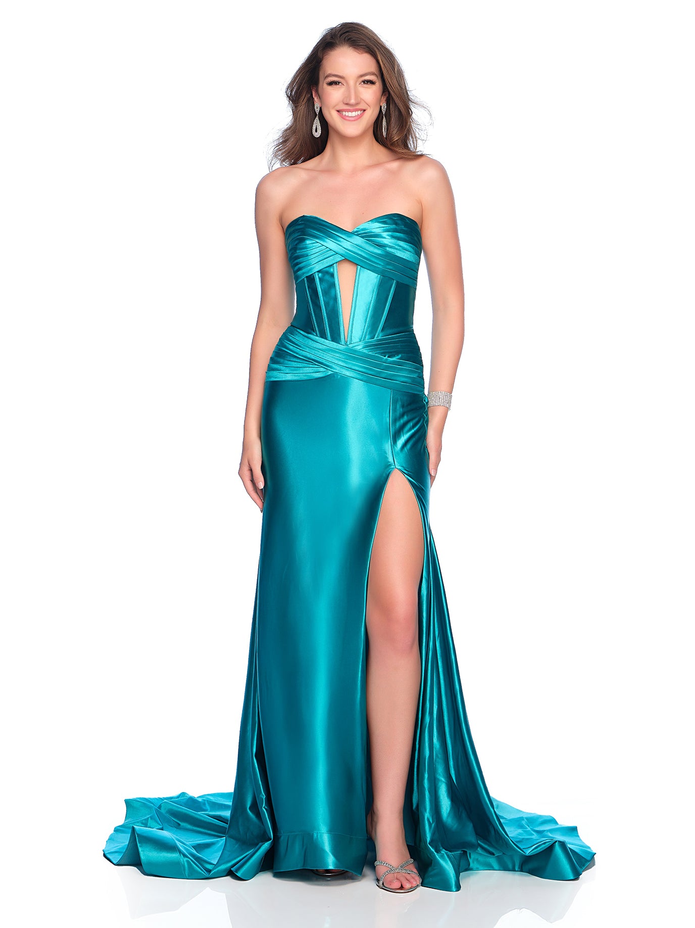 FITTED SHINY STRETCH JERSEY DRESS – Dave & Johnny