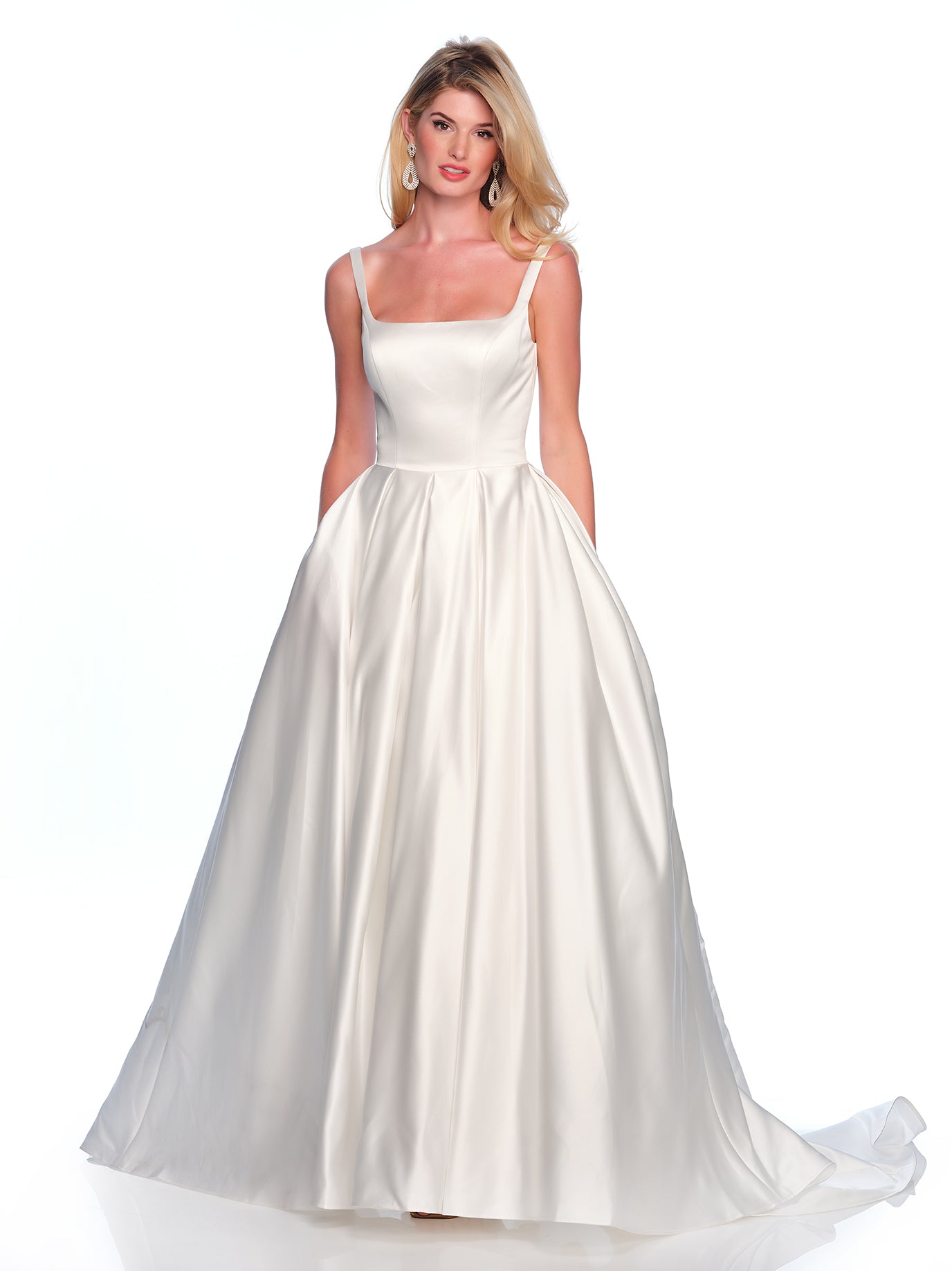 SATIN SQUARE NECK WEDDING GOWN