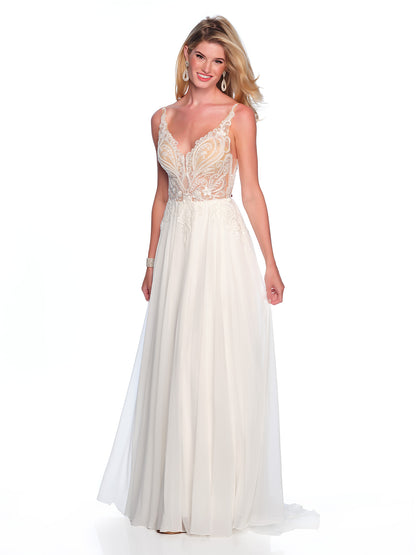 CHIFFON WEDDING GOWN WITH BEADED ILLUSION TOP