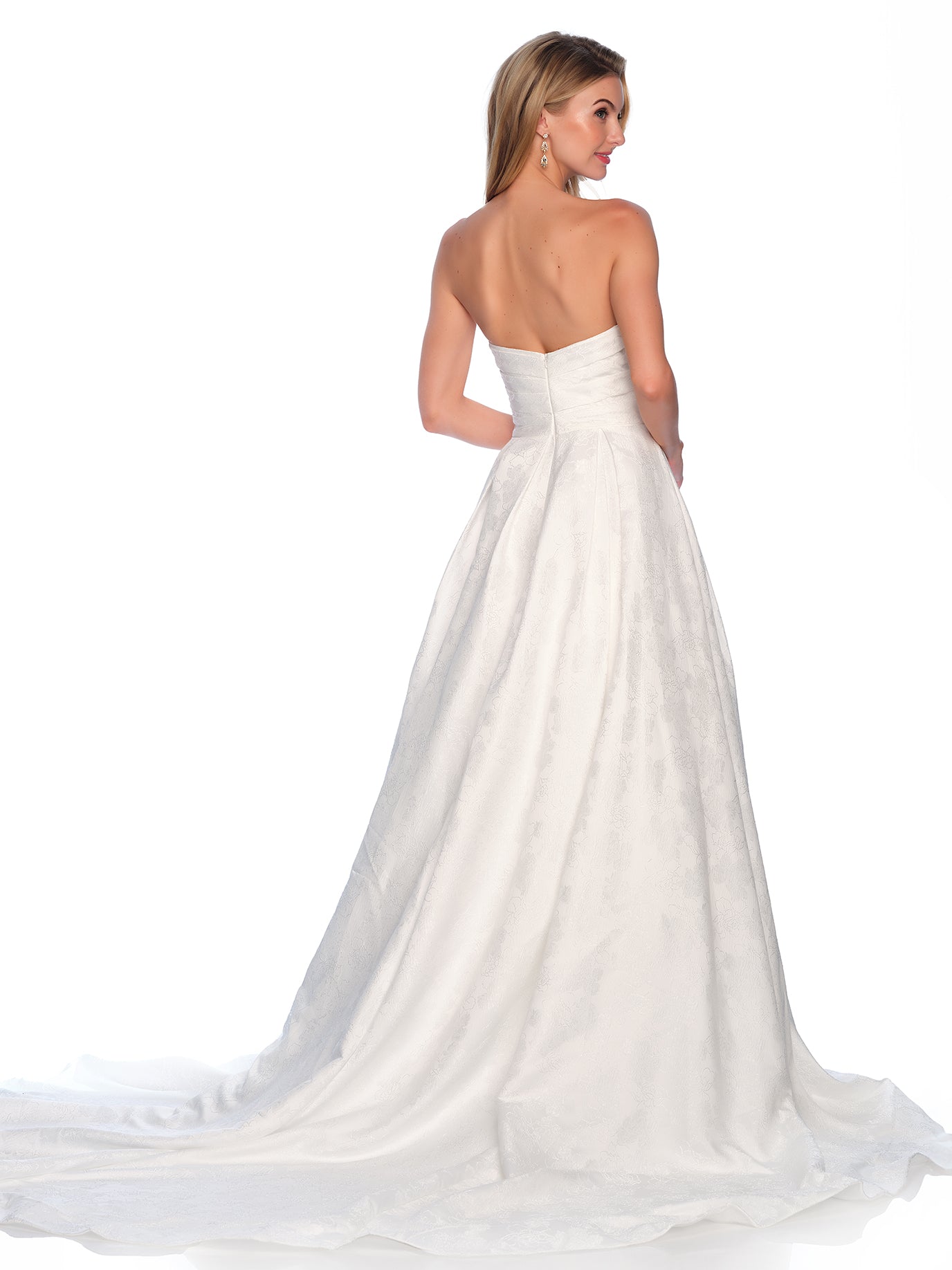 STRAPLESS BROCADE WEDDING GOWN PLUS SIZE