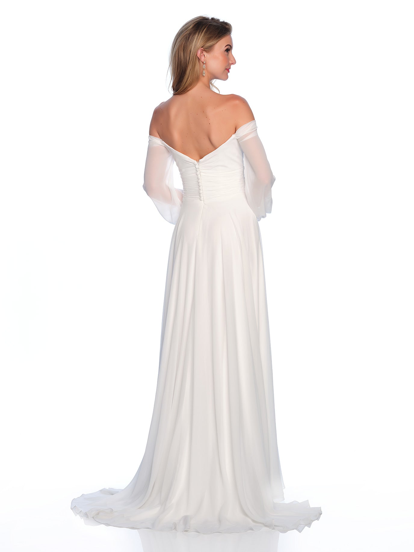 OFF THE SHOULDER CHIFFON WEDDING GOWN