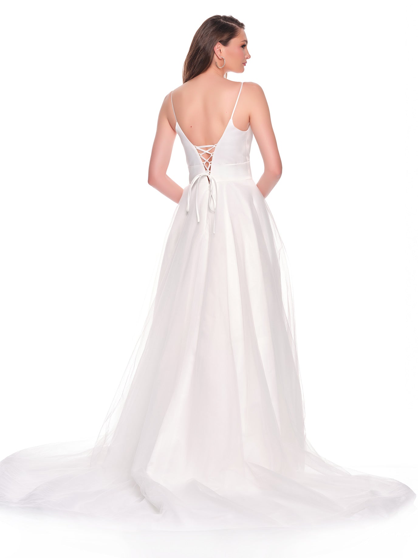 LACE UP BACK BRIDAL GOWN WITH A-LINE SKIRT