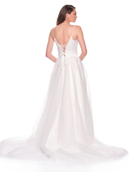 LACE UP BACK BRIDAL GOWN WITH A-LINE SKIRT