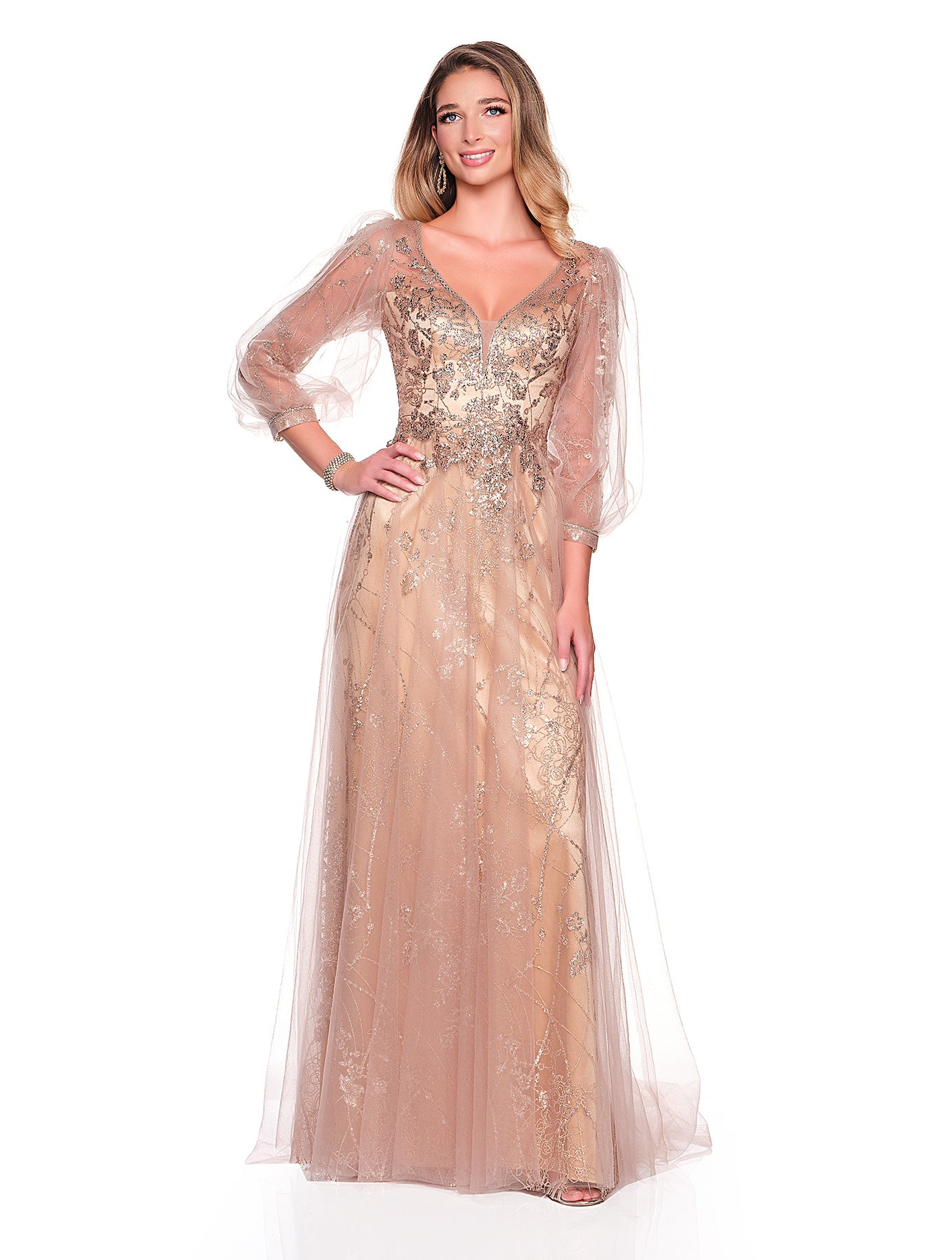 ALINE DRESS WITH ILLUSION 3/4 SLEEVE