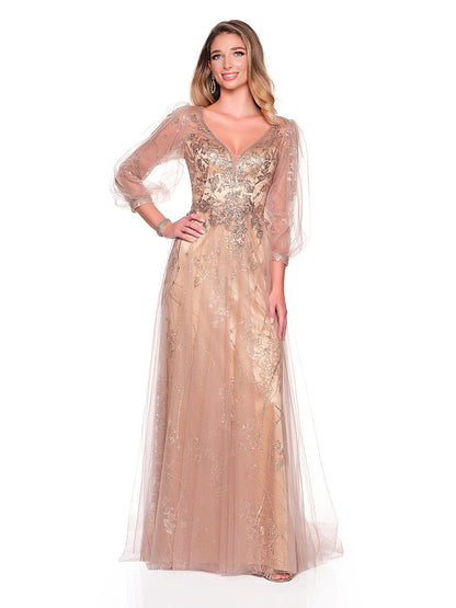 ALINE DRESS WITH ILLUSION 3/4 SLEEVE