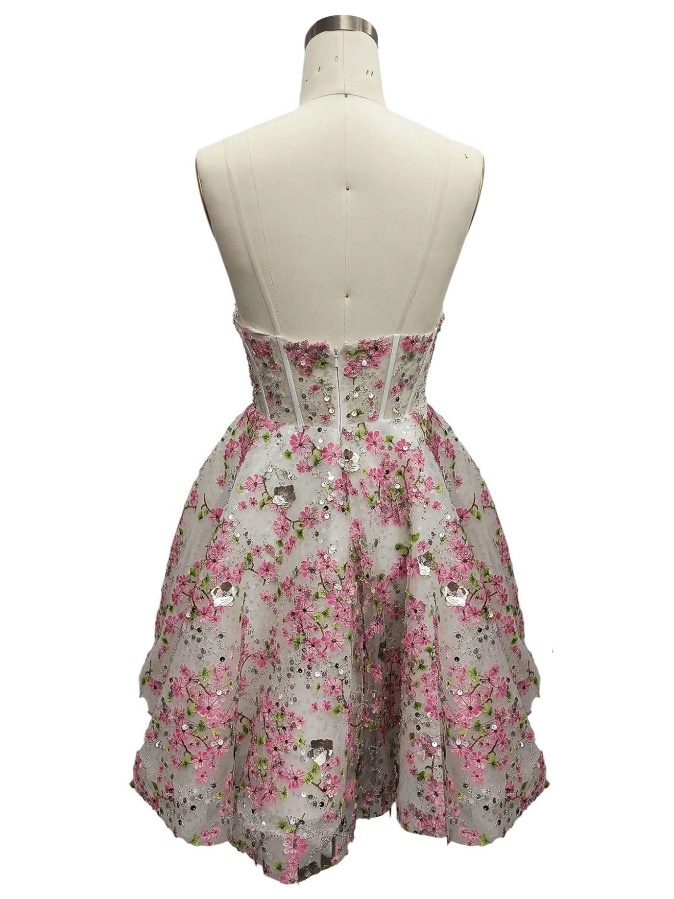 STRAPLESS CORSET 3D MOTIF ALINE DRESS