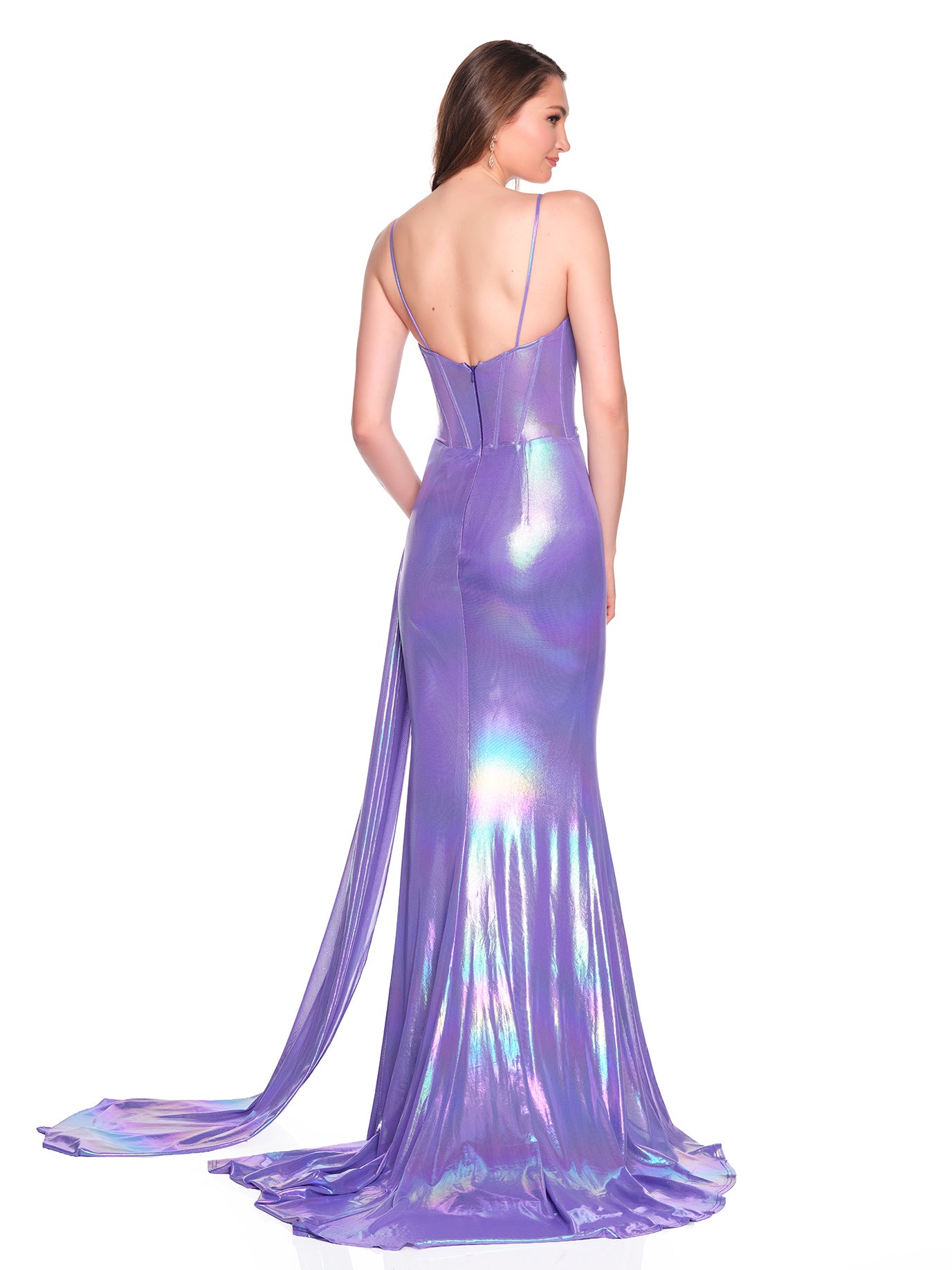 METALLIC COWL NECKLINE DRESS WITH SIDE SASH