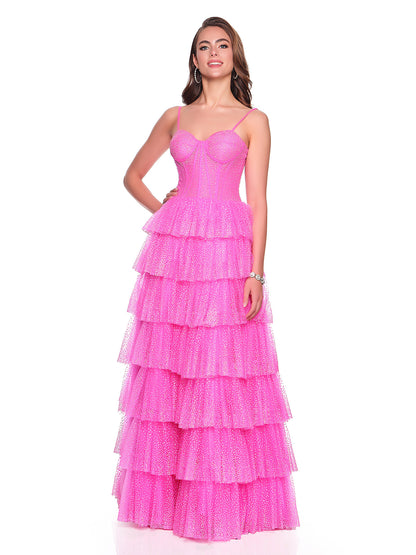 TIERED TULLE GOWN WITH SPARKLE ACCENTS