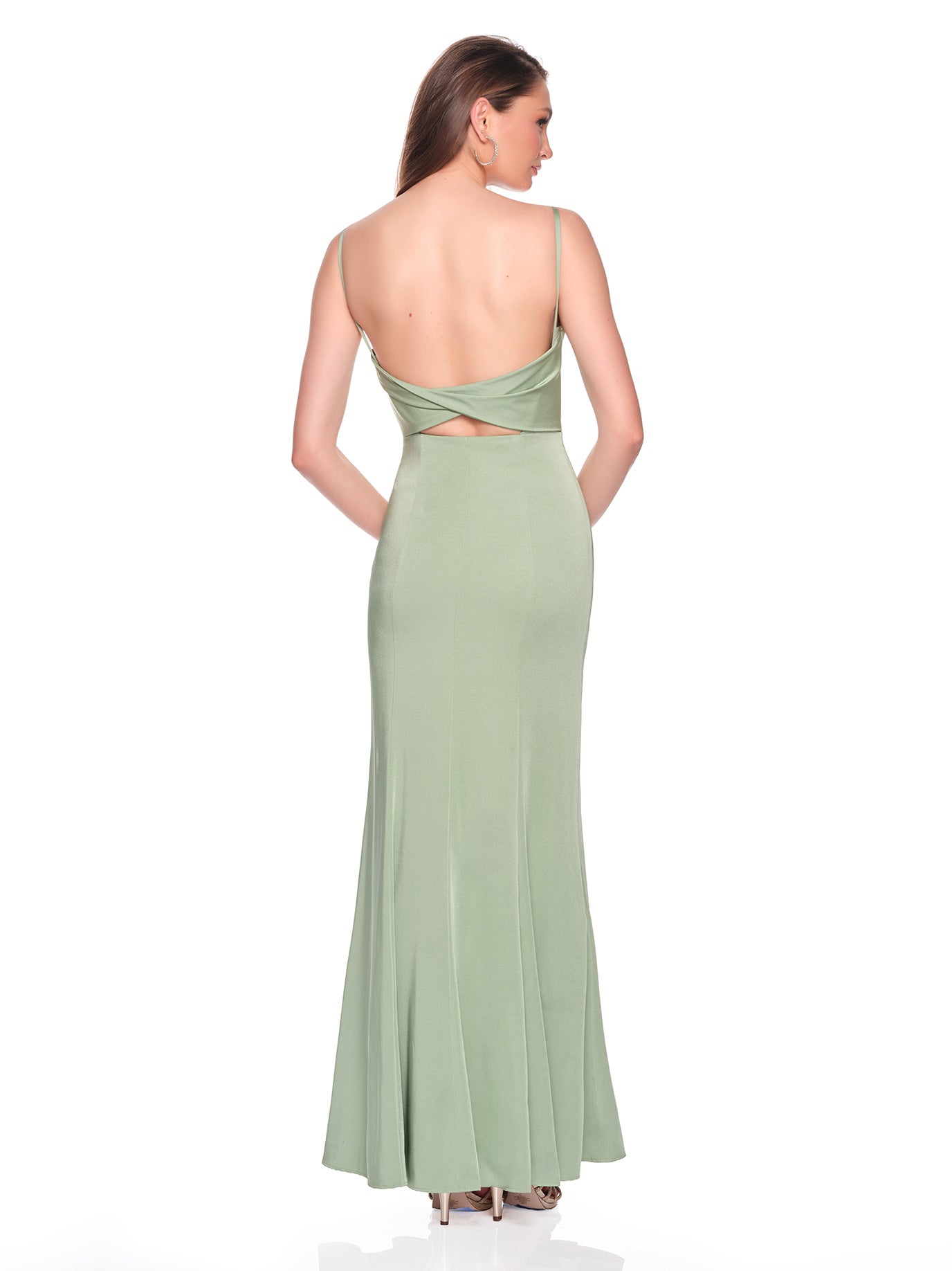 OPEN BACK CUTOUT FITTED JERSEY GOWN