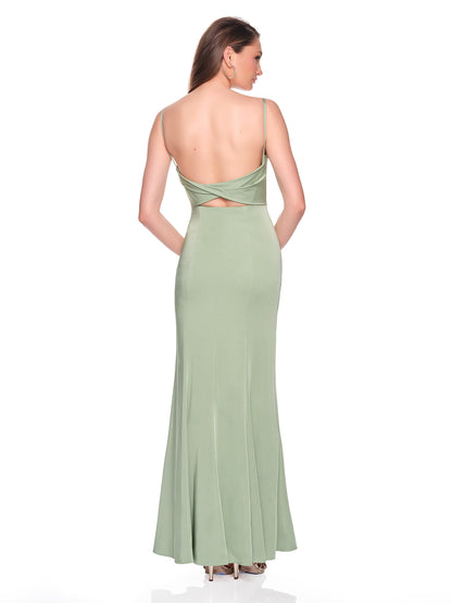 OPEN BACK CUTOUT FITTED JERSEY GOWN