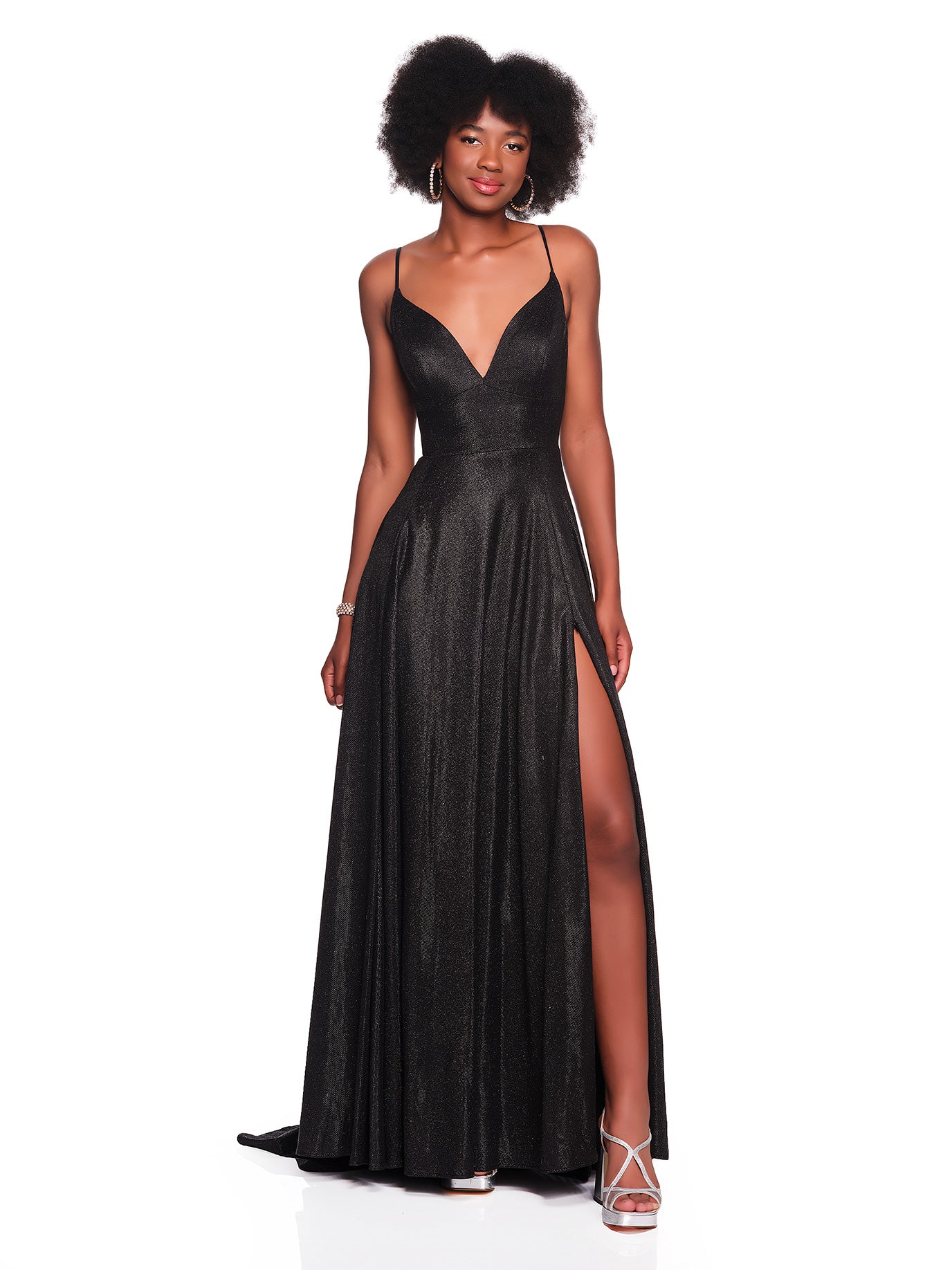 OPEN BACK FLOWY SHIMMER GOWN