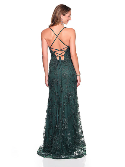 FITTED EMBROIDERED WITH SEQUINS DETAIL GOWN