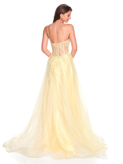 TULLE BALLGOWN WITH ILLUSION CORSET TOP