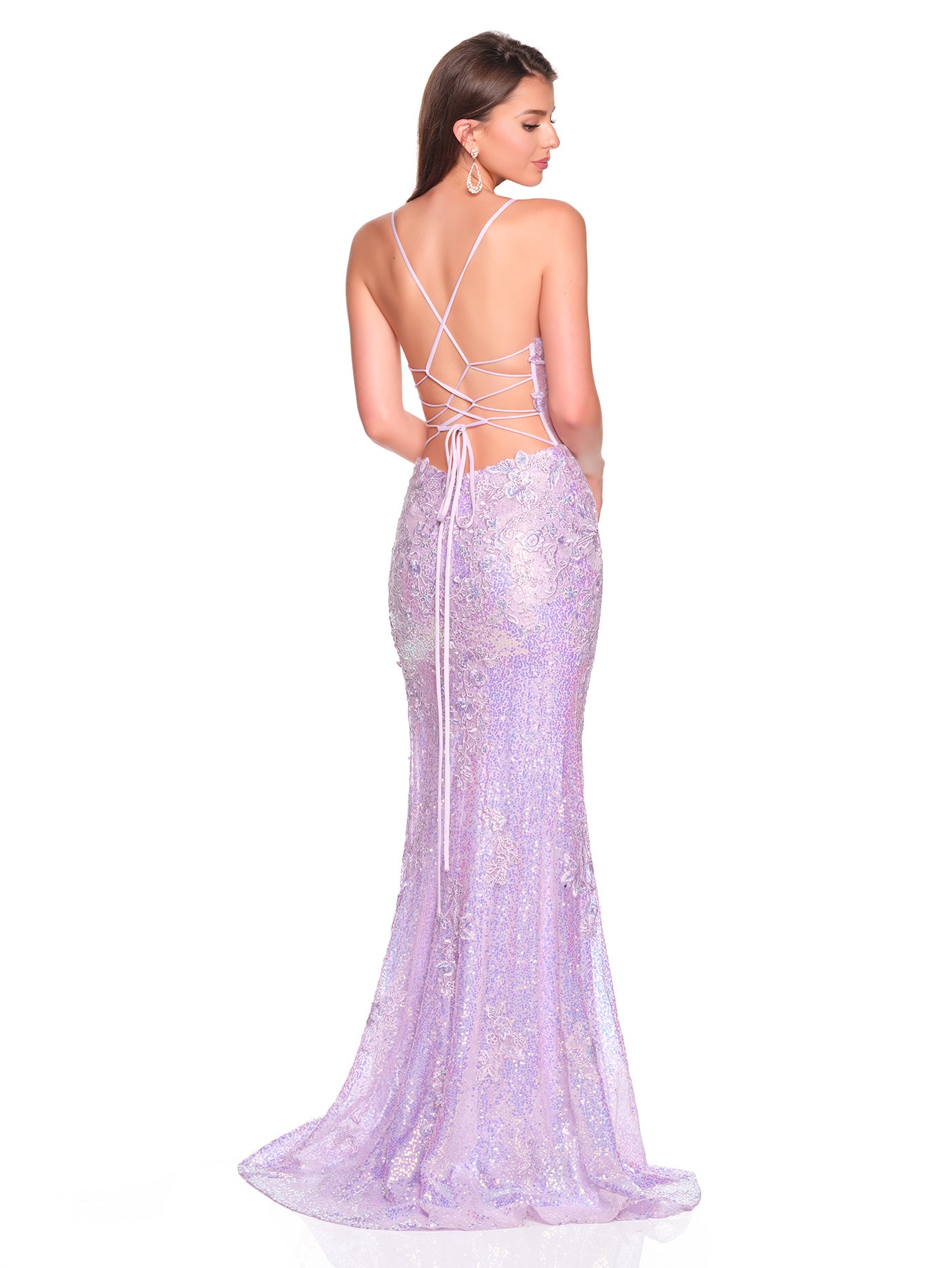 SEQUINS SPAGHETTI STRAP DRESS WITH APPLIQUES