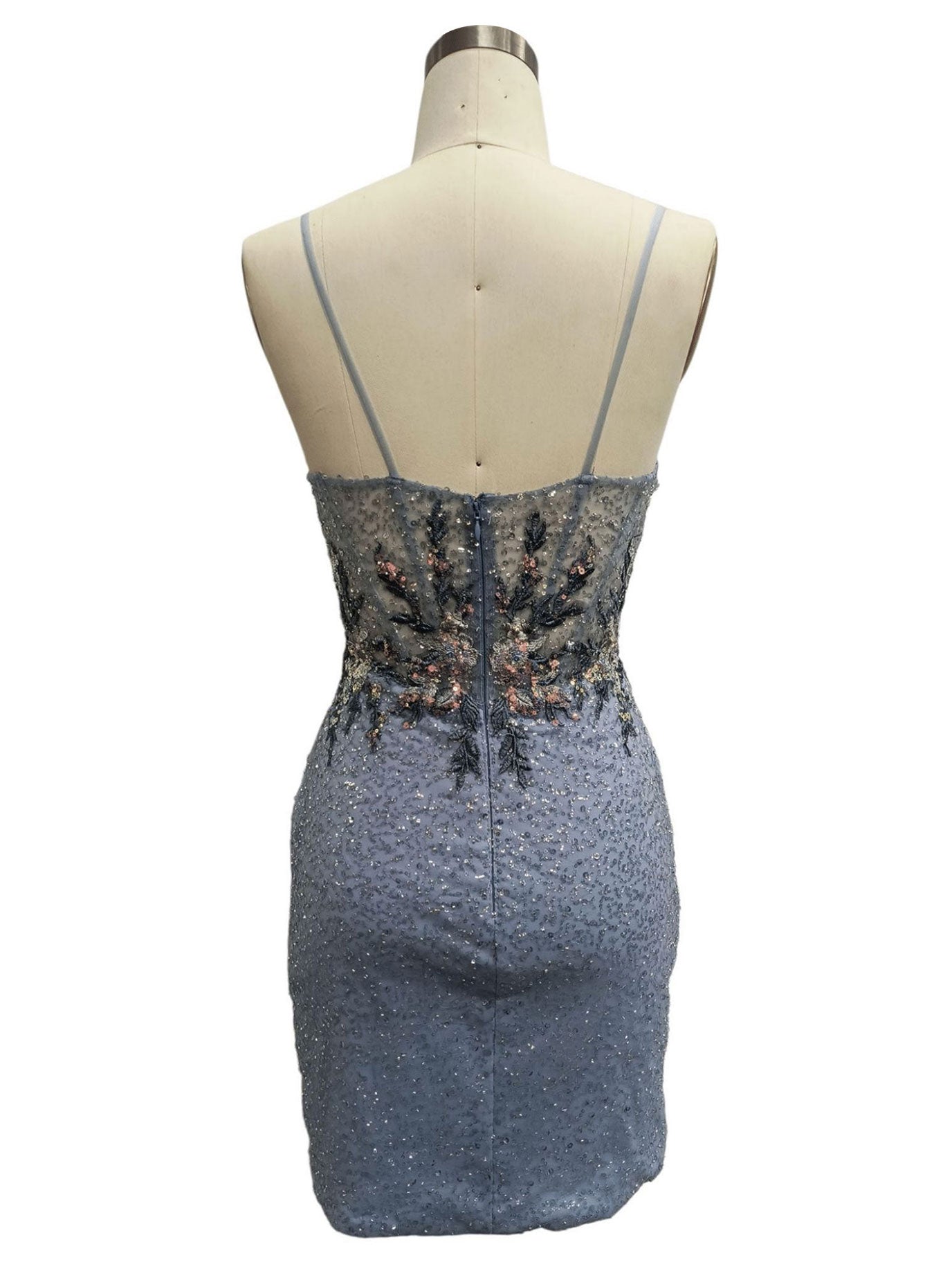 EMBROIDERED BODICE WITH SEQUIN DETAIL FITTED DRESS