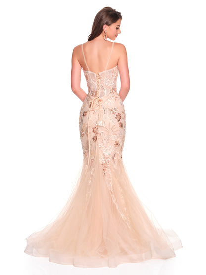 MERMAID GOWN WITH FLORAL EMBROIDERY DETAIL