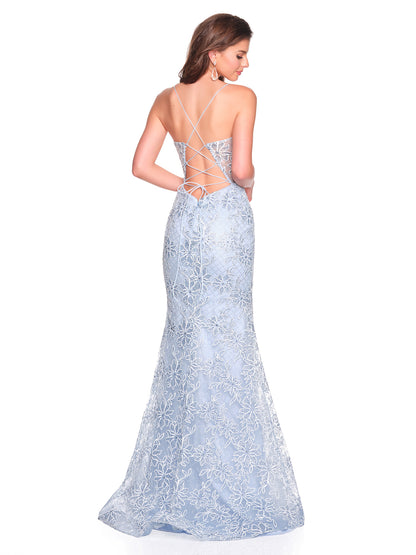 FLORAL PATTERN FITTED DRESS WITH ILLUSION BODICE