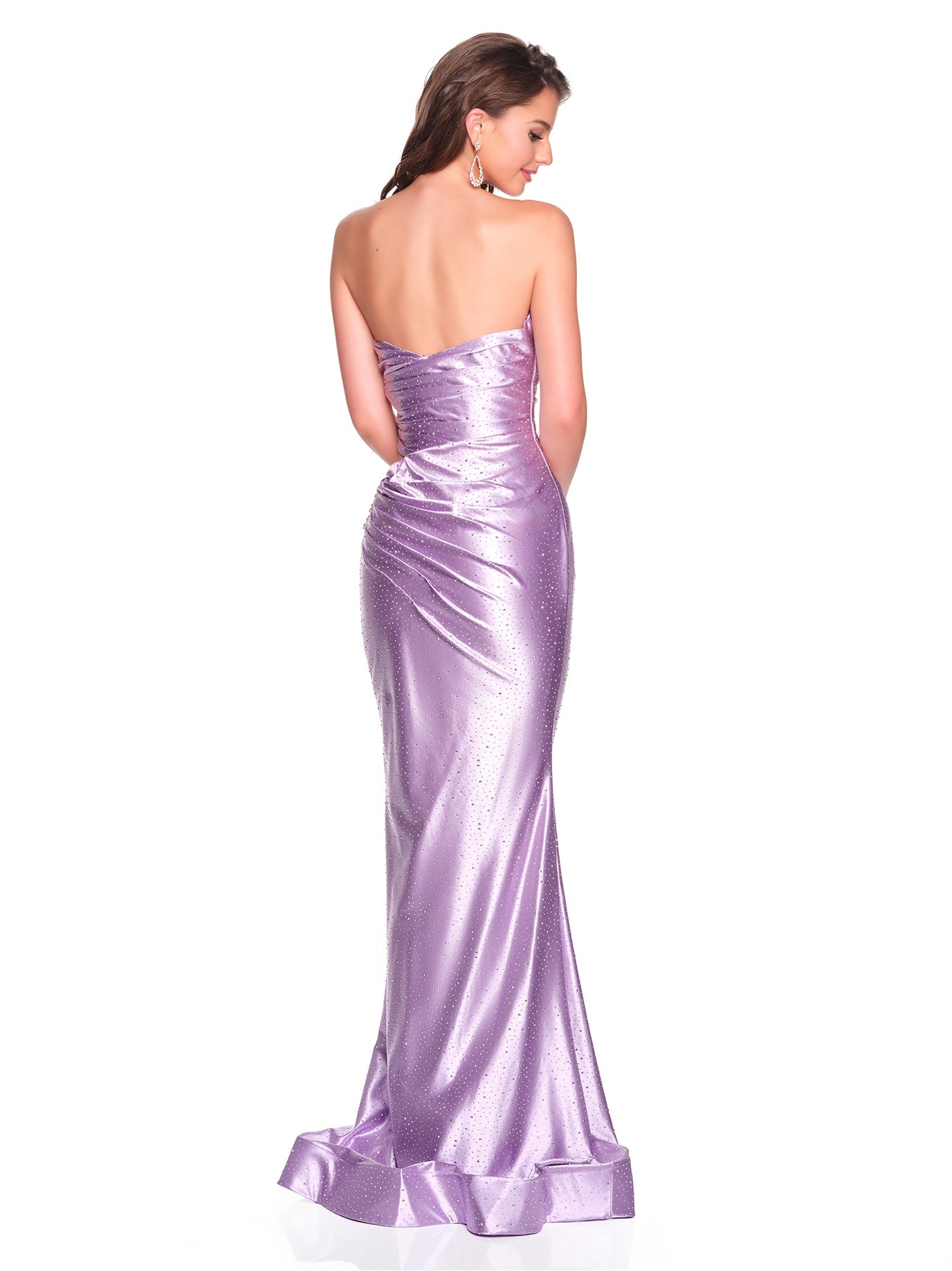 SWEETHEART STRAPLESS SIDE CUT OUT DRESS WITH STONE ACCENTS