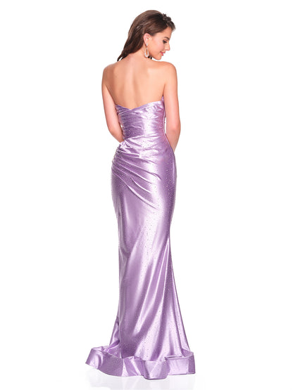 SWEETHEART STRAPLESS SIDE CUT OUT DRESS WITH STONE ACCENTS