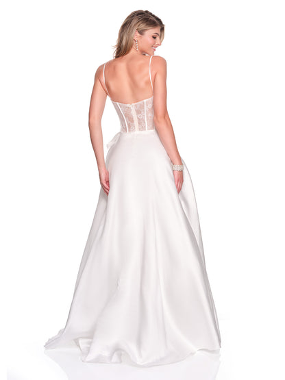 ILLUSION CORSET BRIDAL GOWN WITH LARGE 3-D FLOWER DETAIL