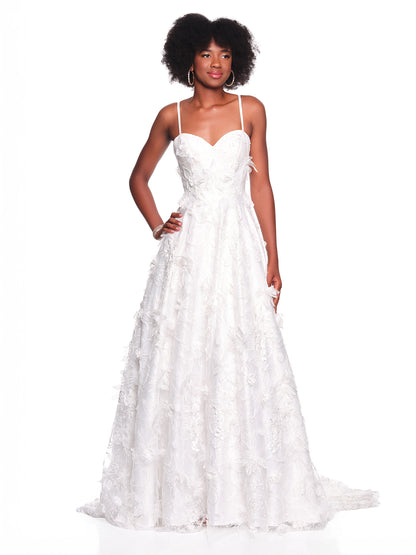 A-LINE BRIDAL GOWN WITH SOFT 3-D FLORAL MOTIF