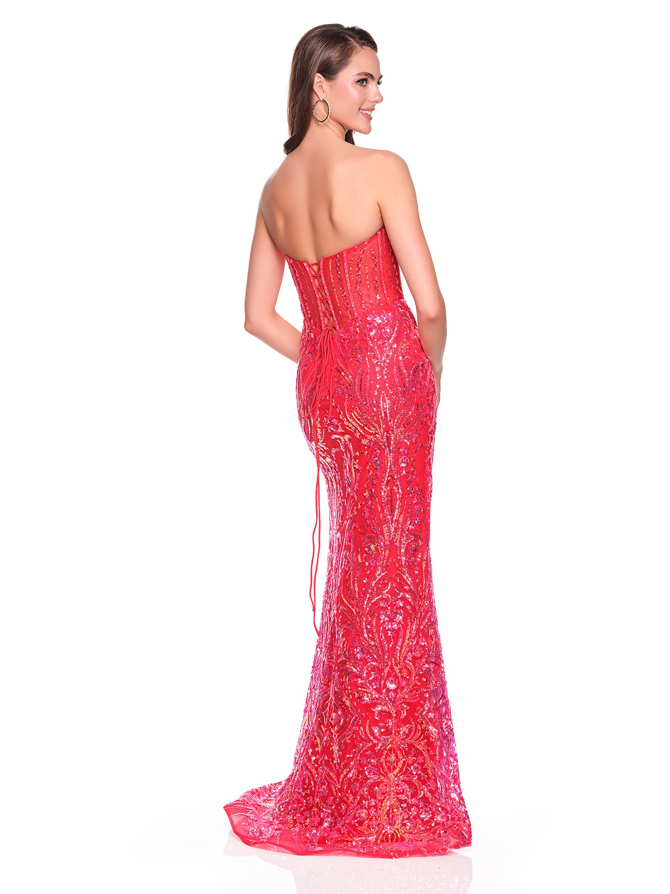 POINTY STRAPLESS EMBELLISHED GOWN
