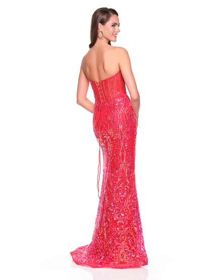 POINTY STRAPLESS EMBELLISHED GOWN