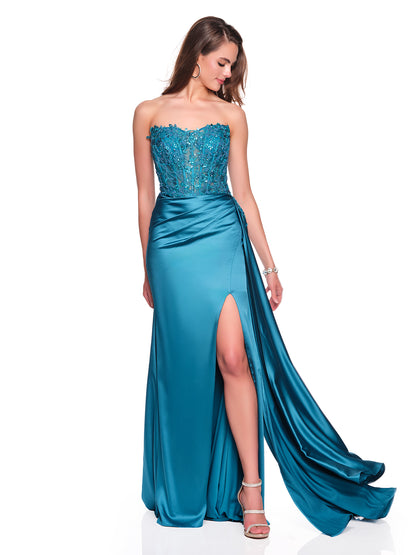 STRAPLESS DRESS WITH BEADED AND SEQUIN BODICE
