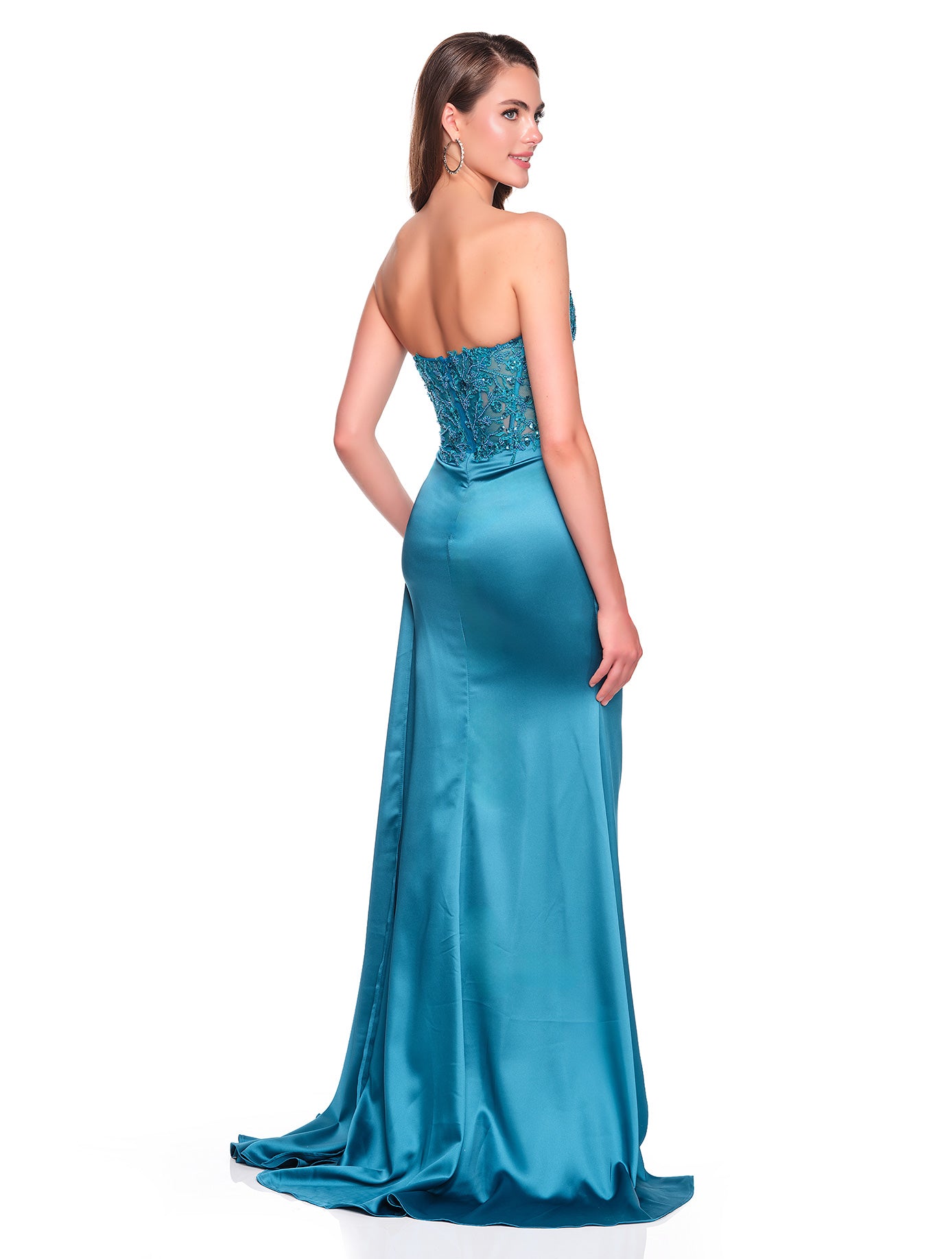 STRAPLESS DRESS WITH BEADED AND SEQUIN BODICE