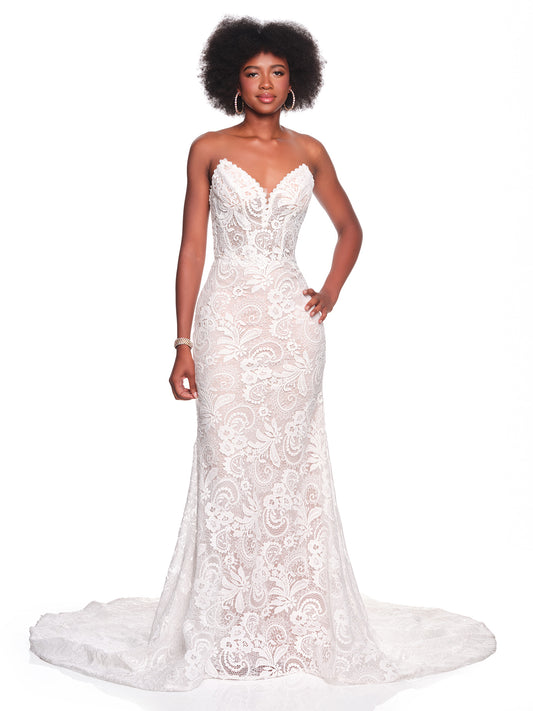 FITTED STRAPELESS LACE BRIDAL GOWN