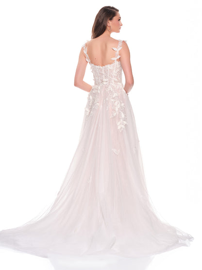 A-LINE BRIDAL GOWN WITH LEAF APPLIQUES