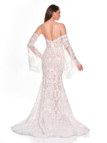 BOHO DETACHABLE SLEEVE LACE BRIDAL GOWN