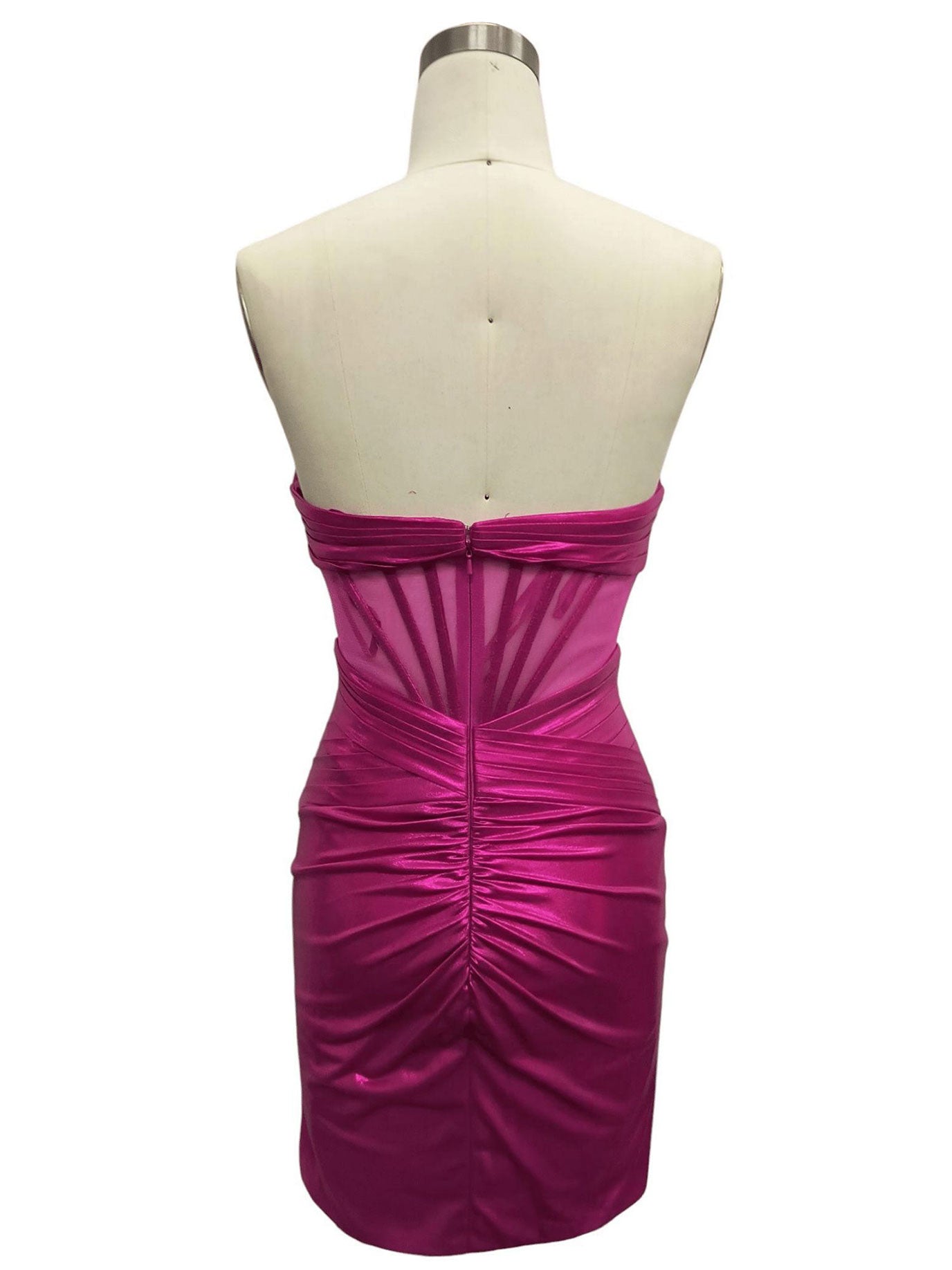 ILLUSION CORSET BODICE METALLIC MINI DRESS