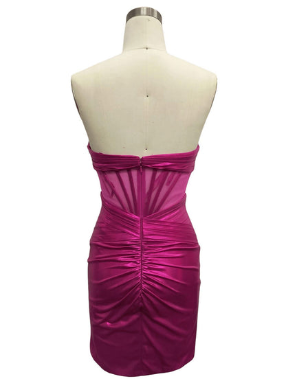 ILLUSION CORSET BODICE METALLIC MINI DRESS