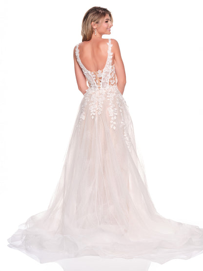 3D MOTIF BRIDAL GOWN WITH SIDE ILLUSION CUTOUTS