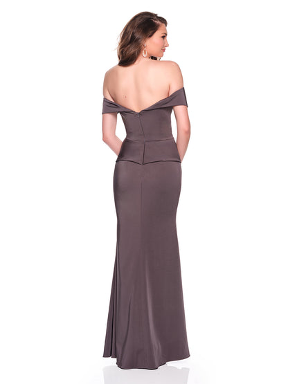 OFF THE SHOULDER STRETCH JERSEY FITTED GOWN