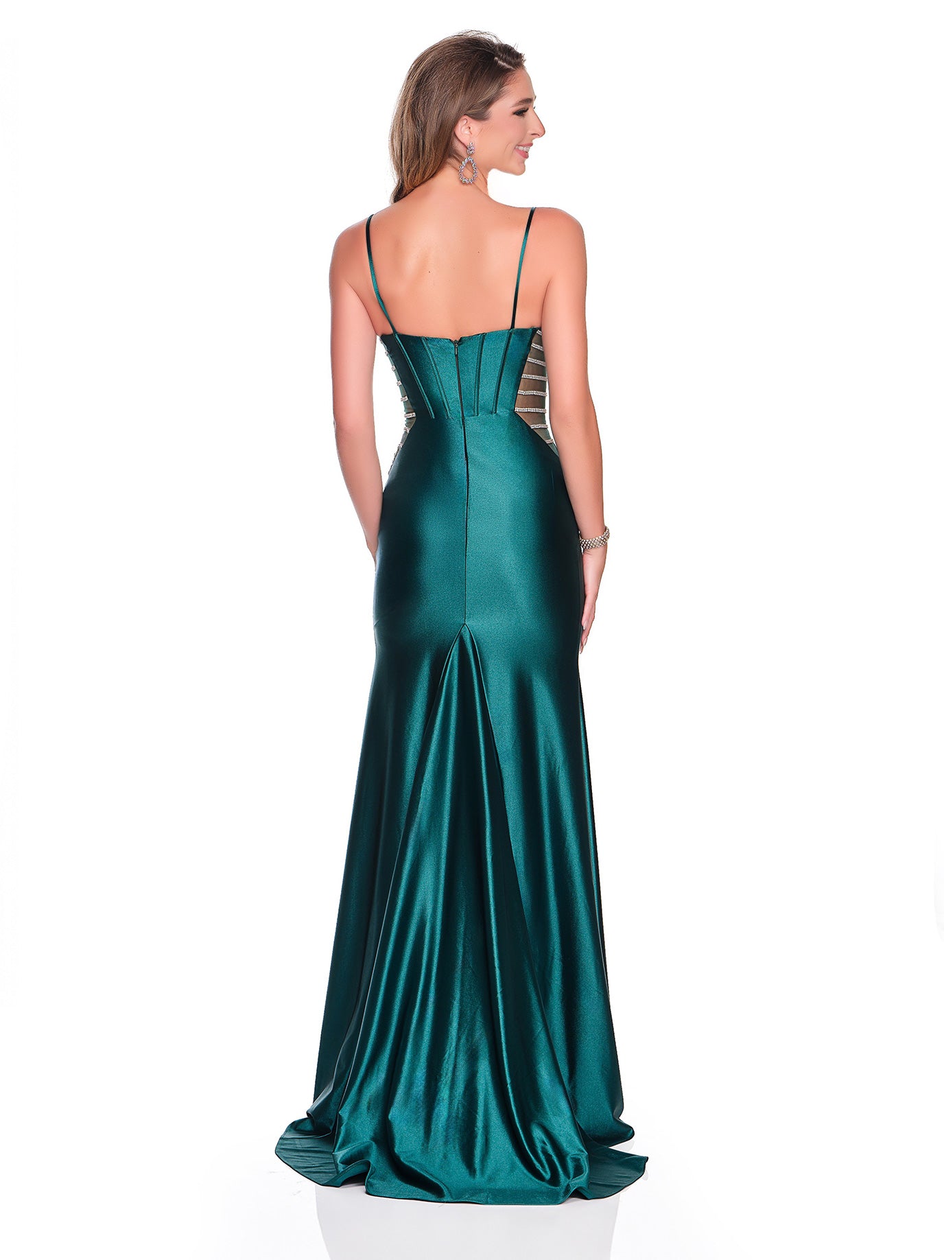 FITTED DRESS WITH ILLUSION EMBELLISHED PANELS