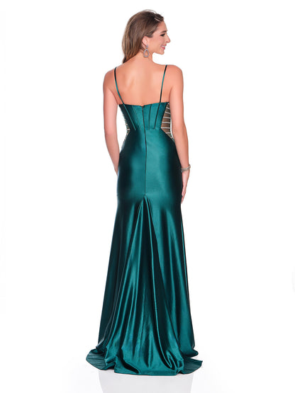 FITTED DRESS WITH ILLUSION EMBELLISHED PANELS