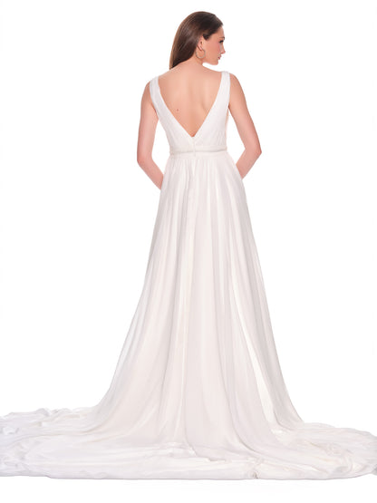 FLOWY GRECIAN RUCHED BRIDAL GOWN