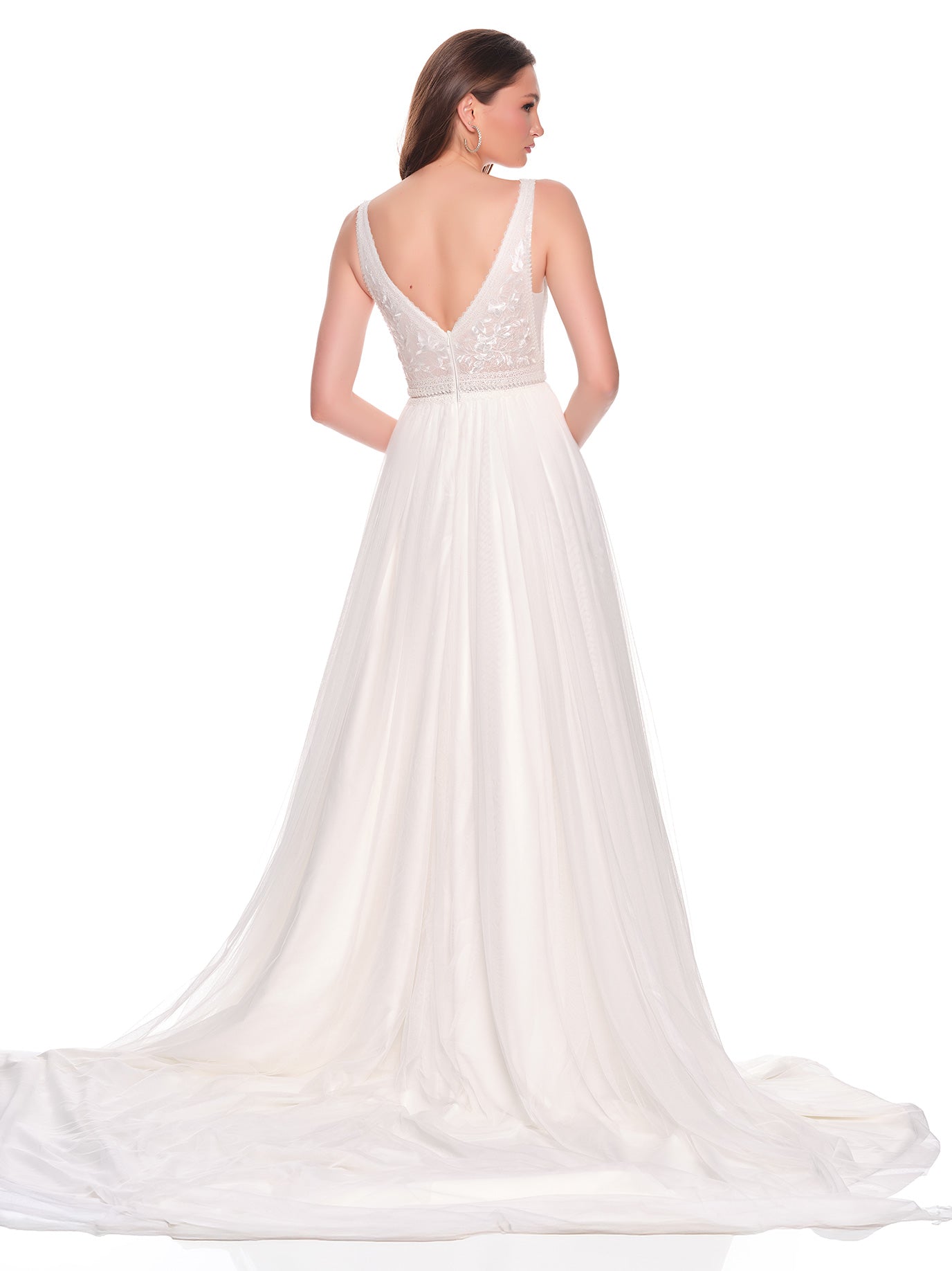 DEEP V EMBROIDERED BODICE BRIDAL BALLGOWN
