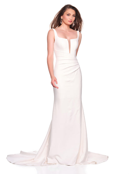 SQUARE NECKLINE FITTED CREPE BRIDAL GOWN