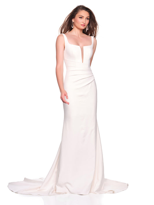SQUARE NECKLINE FITTED CREPE BRIDAL GOWN