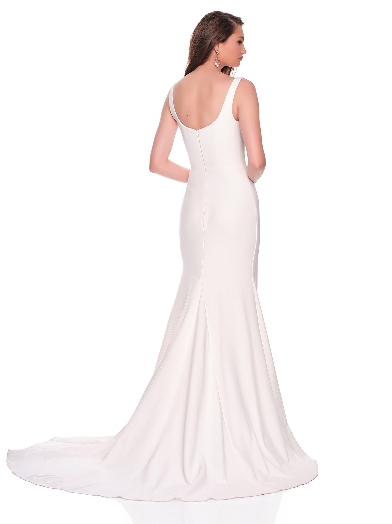 SQUARE NECKLINE FITTED CREPE BRIDAL GOWN