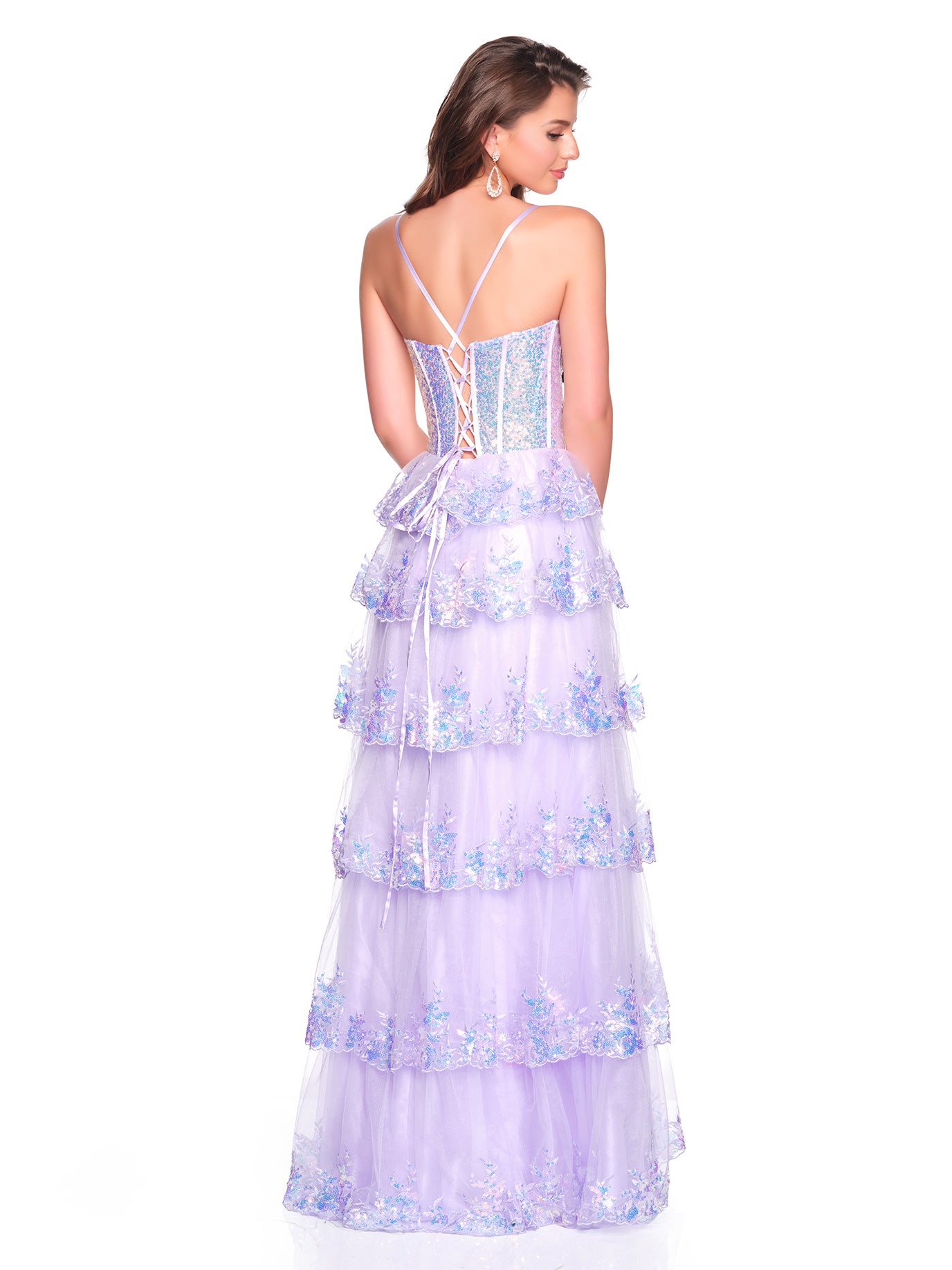 SCALLOPED TIERED SEQUIN DRESS