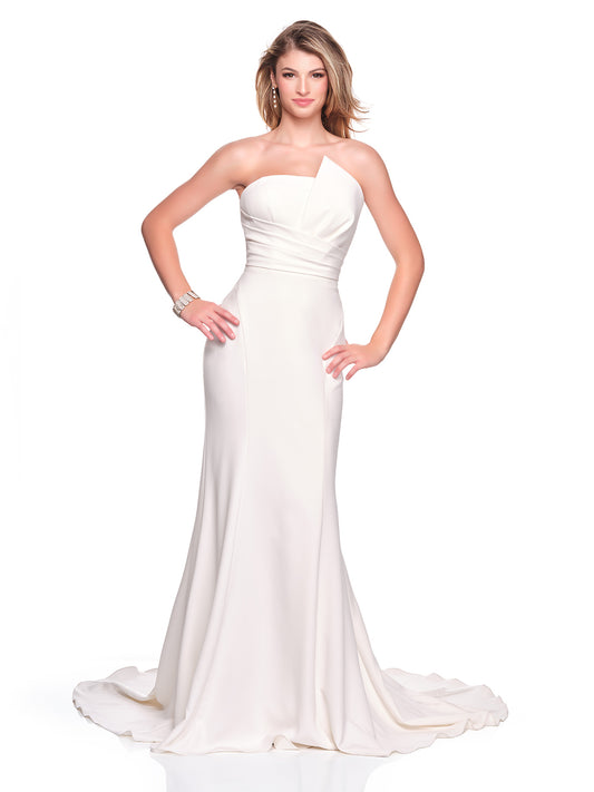 ASYMETRICAL STRAPLESS CREPE BRIDAL GOWN